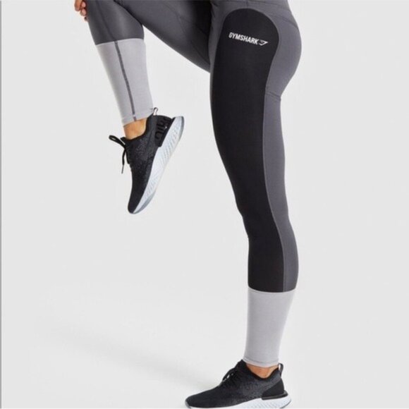 Gymshark Illusion Gray and Black High-Waisted Leggings Size Small - Picture 3 of 11